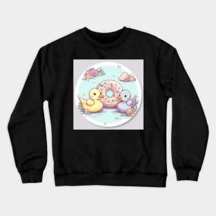 Duck Donut Love, Flower Design Crewneck Sweatshirt